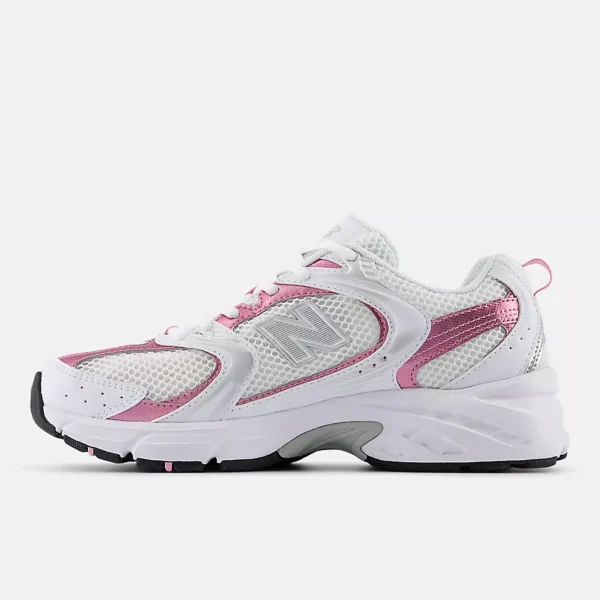 New Balance 530 WHITE with PINK SUGAR and Silver Metallic