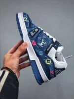Louis Vuitton Blue Denim Embroidered Trainer - Image 3