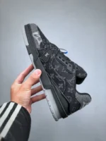 Louis Vuitton Black Grey Denim Monogram Trainer - Image 7