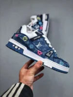 Louis Vuitton Blue Denim Embroidered Trainer - Image 2