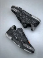 Louis Vuitton Black Grey Denim Monogram Trainer - Image 3