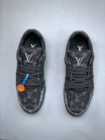 Louis Vuitton Black Grey Denim Monogram Trainer - Image 4