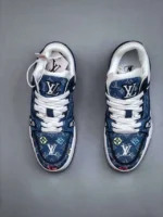 Louis Vuitton Blue Denim Embroidered Trainer - Image 6