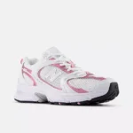 New Balance 530 WHITE with PINK SUGAR and Silver Metallic - Image 2